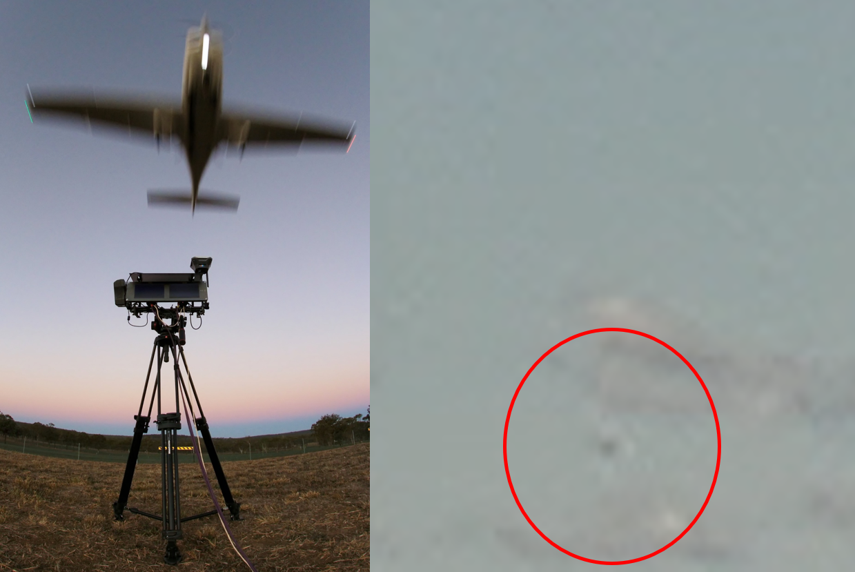 Example image from flight test setup and image from dataset